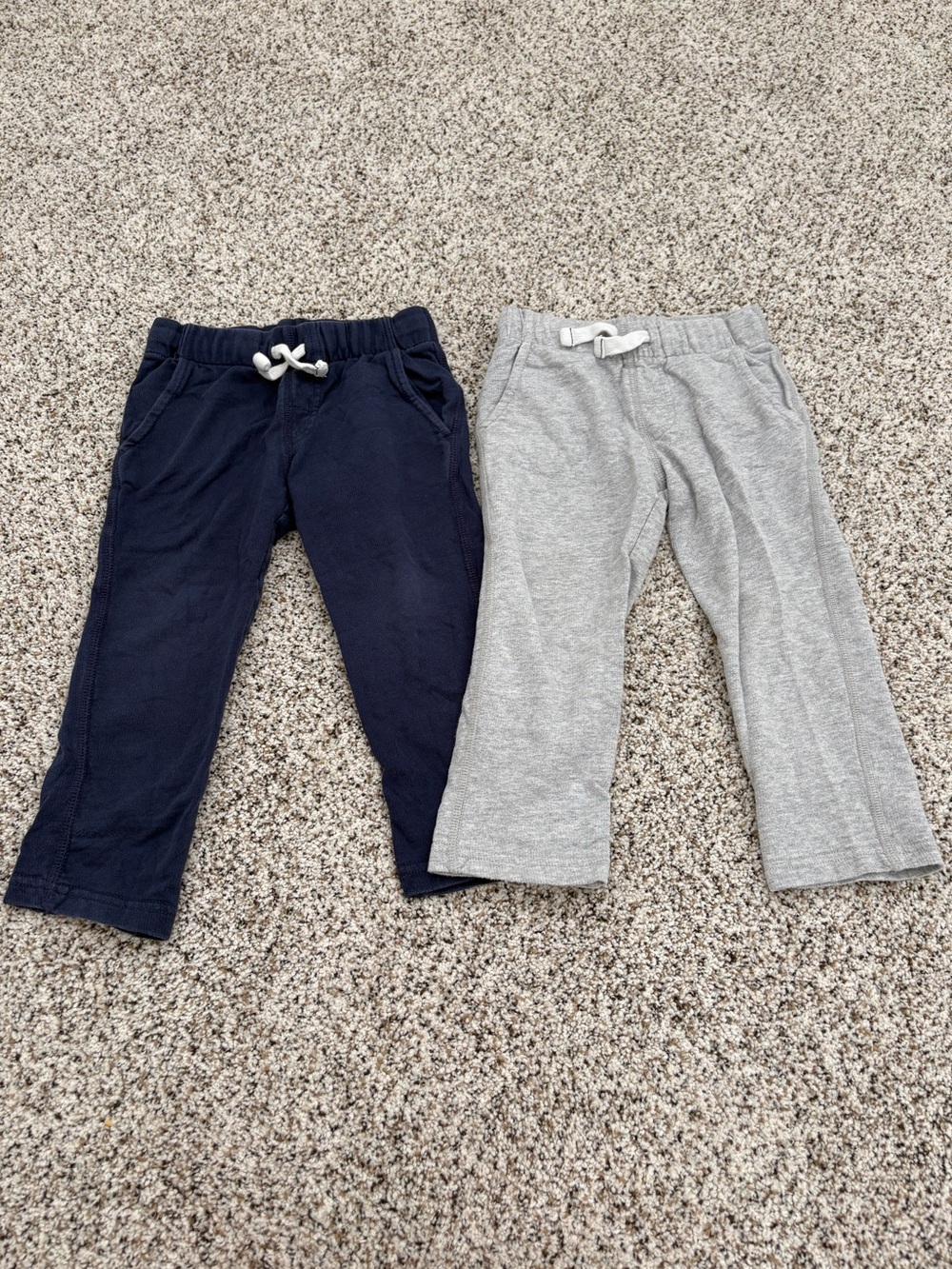 Carter's Toddler Boy French Terry Pull-On Pants Bundle, Navy Blue & Gray, 3T